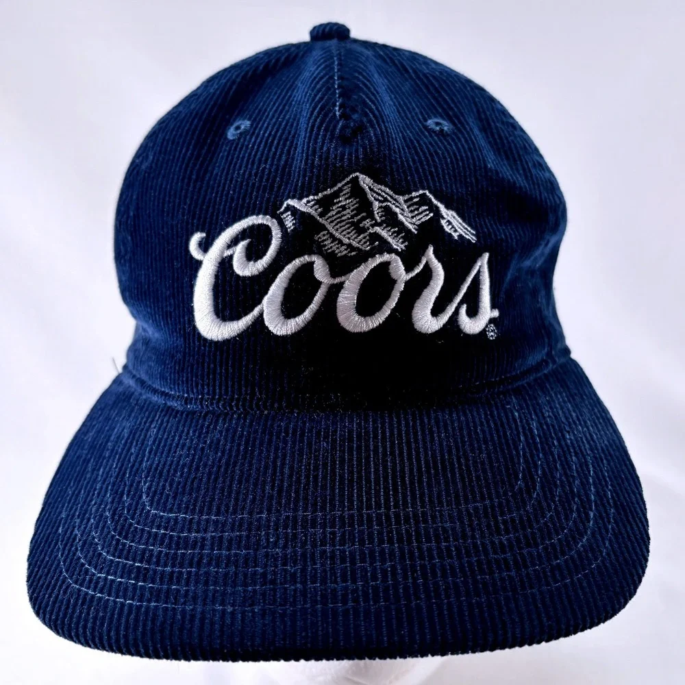 Coors Banquet Navy Blue Corduroy Embroidered Mountain Logo Snapback Cap